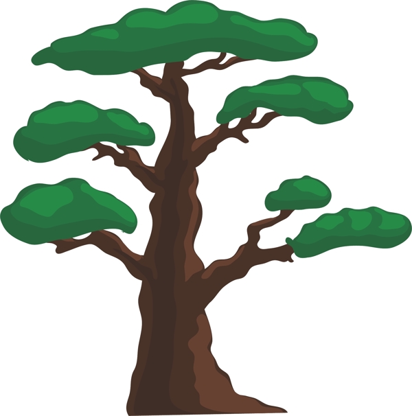 绿色的大松树插画
