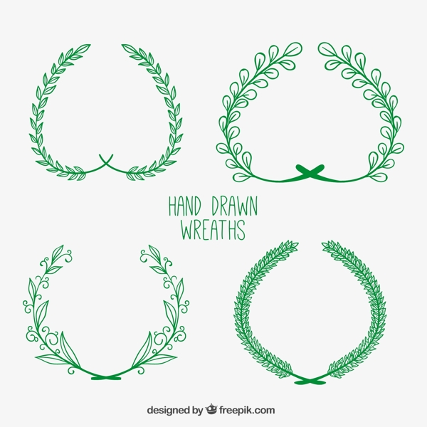 花環(huán)花圈綠色綠葉手繪