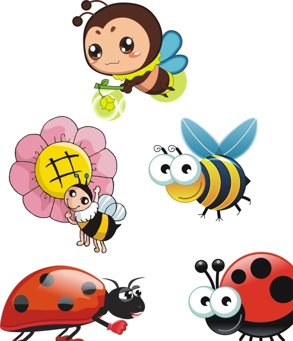 卡通蜜蜂七星瓢虫