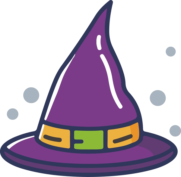 万圣节卡通女巫的巫师帽meb矢量元素