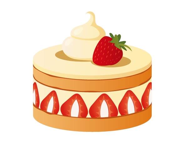卡通草莓蛋糕元素