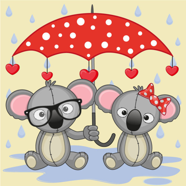 雨傘下可愛卡通動物樹懶矢量圖素材