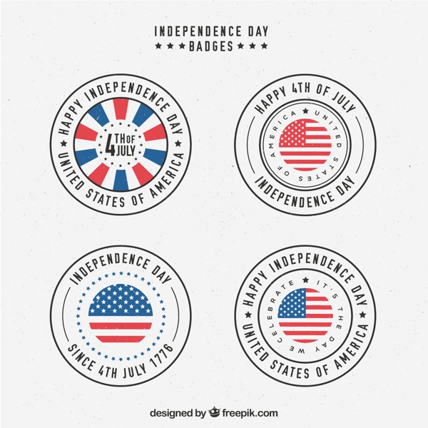 四个美国独立日贴纸图标