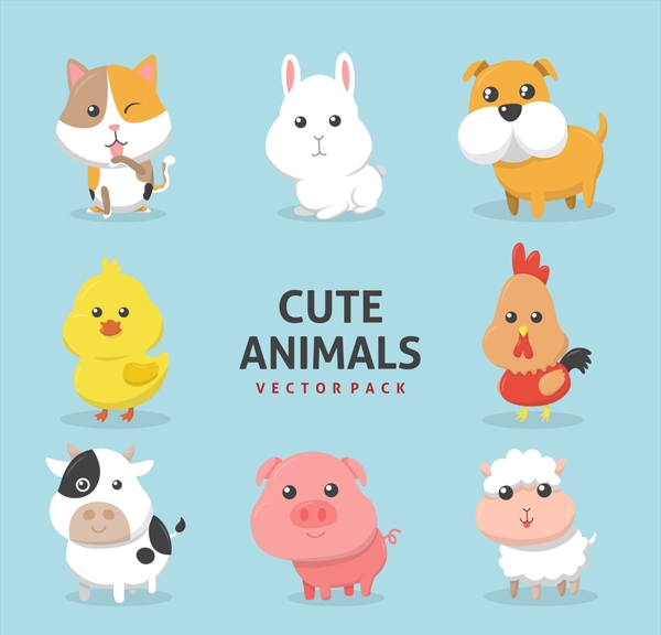 可爱卡通小动物插画设计