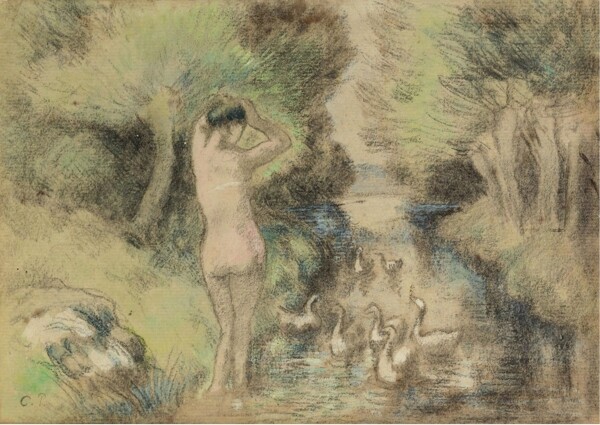 CamillePissarroBathingwithGeese1895畫家風(fēng)景畫靜物油畫建筑油畫裝飾畫