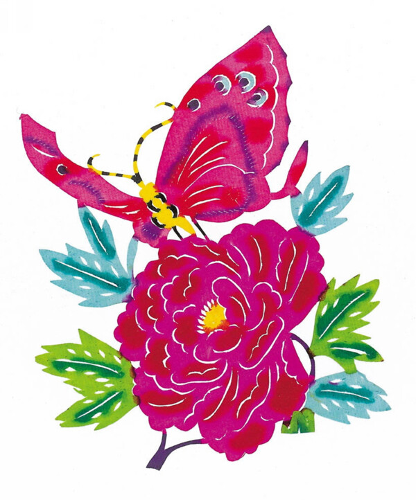 蝴蝶牡丹花剪紙