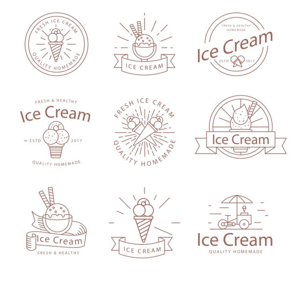 简约线条冰淇淋甜筒标识