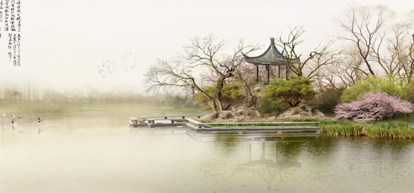 中國風(fēng)涼亭背景