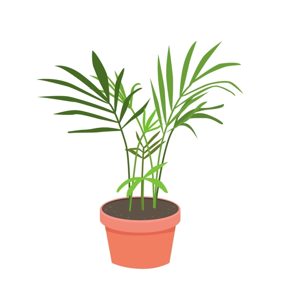 袖珍椰子家居植物热带室内盆栽矢量元素