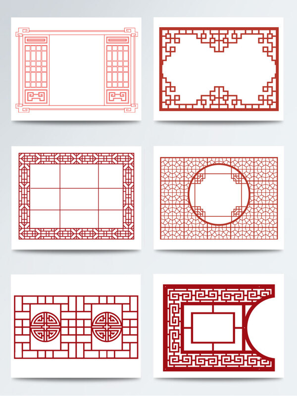 中国风古典剪纸窗户素材