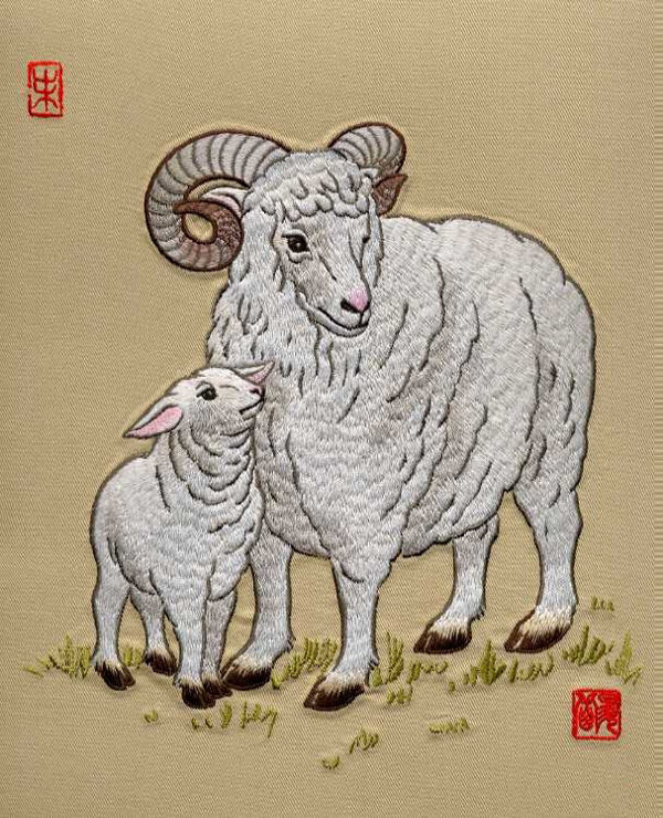 繡花羊十二生肖草地免費(fèi)素材