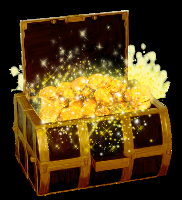 闪光的金银财宝箱子免抠png透明图层素材