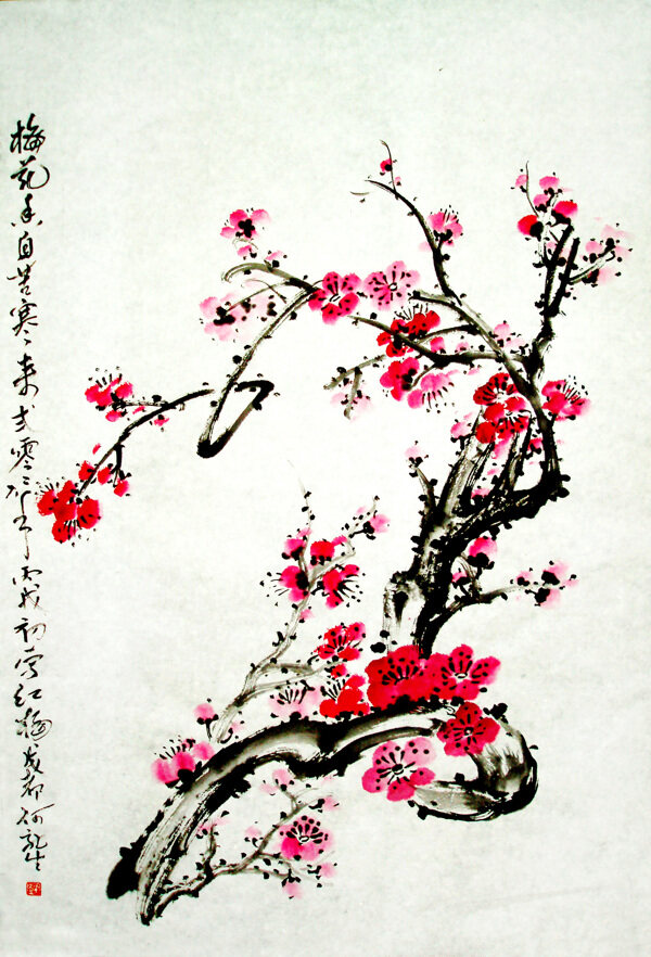 梅花彩繪圖片