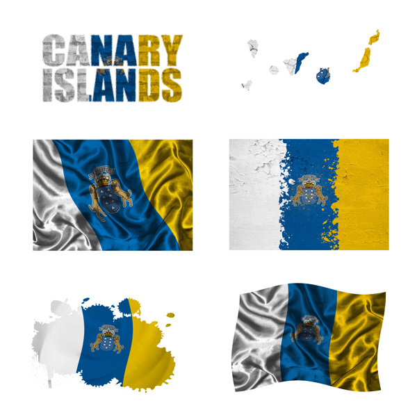 加那利群岛国旗地图图片
