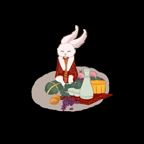 中秋节欢乐兔子节日场景元素