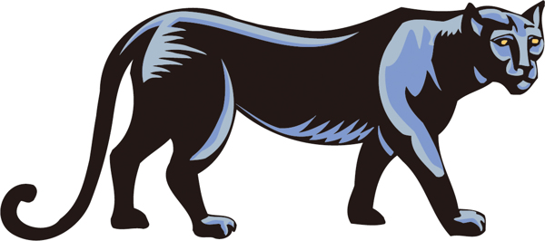 印花矢量图动物狮子黑色蓝色免费素材