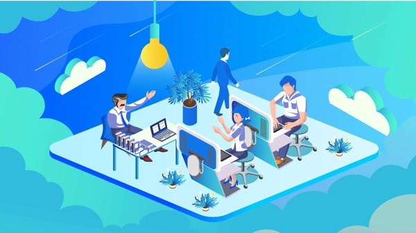 辦公漸變矢量卡通
