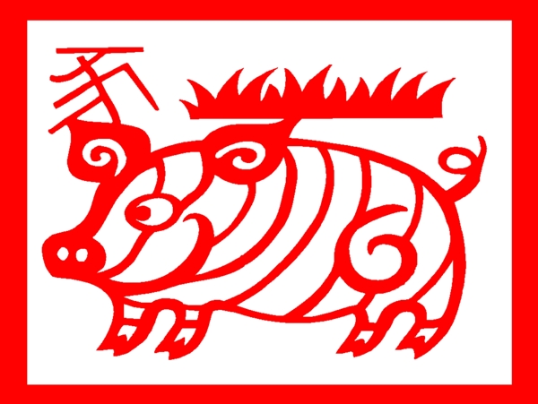 新春生肖剪紙豬