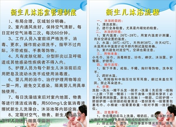 新生兒沐浴制度牌圖片