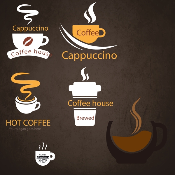 扁平化的咖啡标志矢量素材