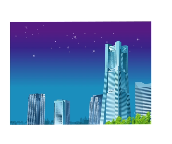 城市夜景矢量素材