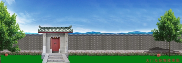古建院墻及大門圖片