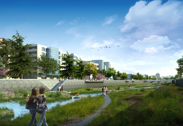 城市滨水景观设计效果图
