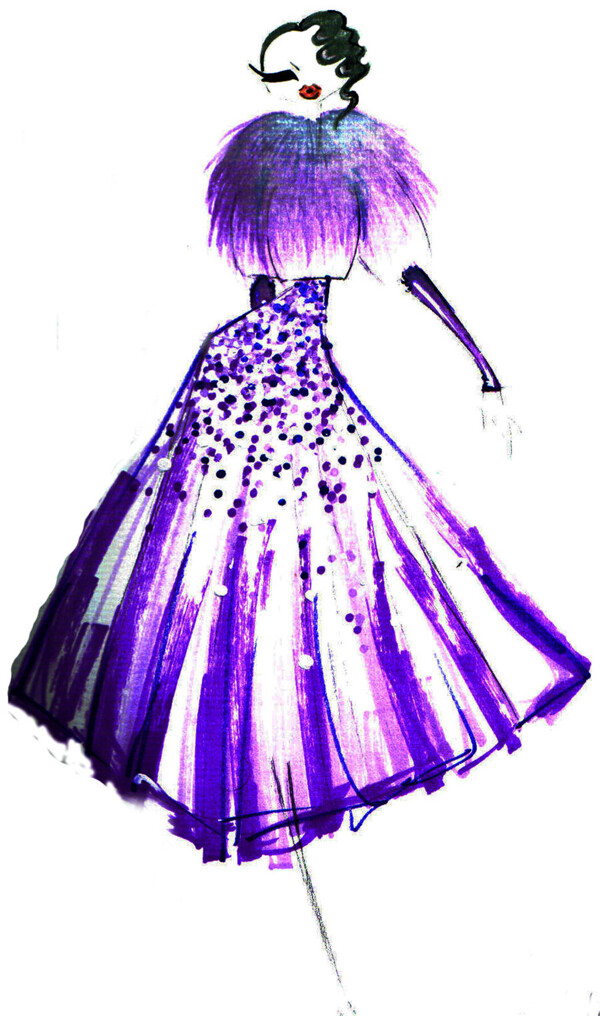 紫色晚礼服设计图