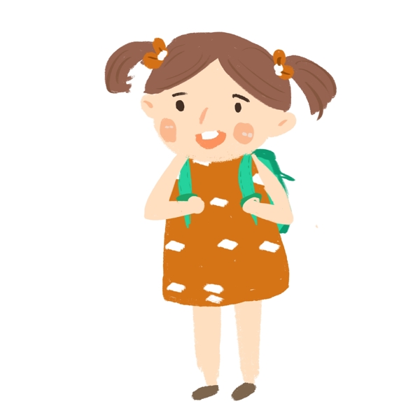 手繪可愛女孩背著書包原創(chuàng)元素