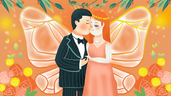 婚礼场景结婚插画