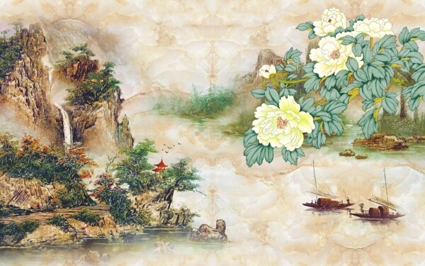 中国画山水背景墙