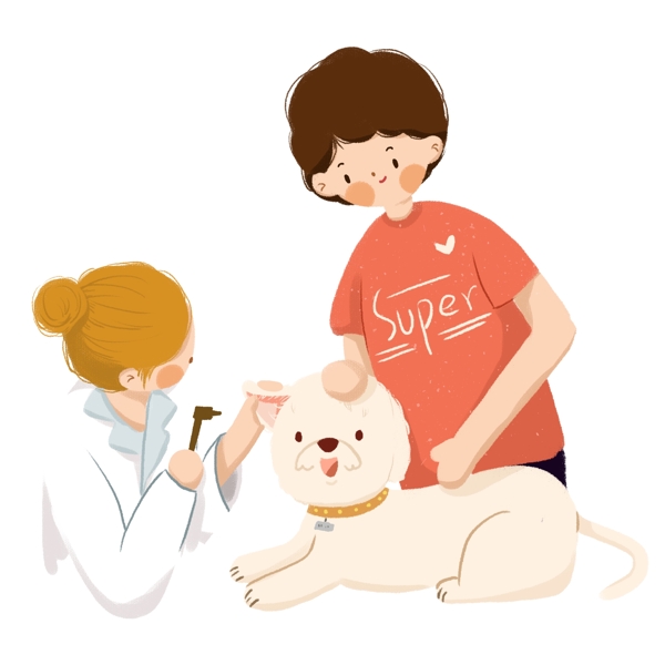 一个医生在给宠物小狗看病免抠图
