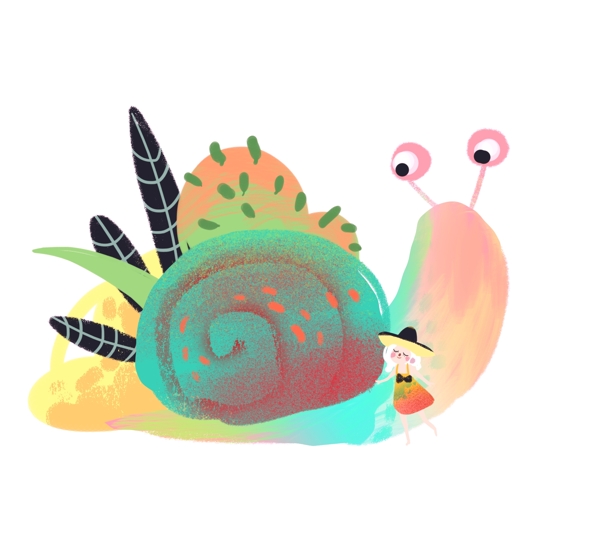 手绘蜗牛插画图片