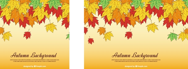 手绘多彩的秋叶