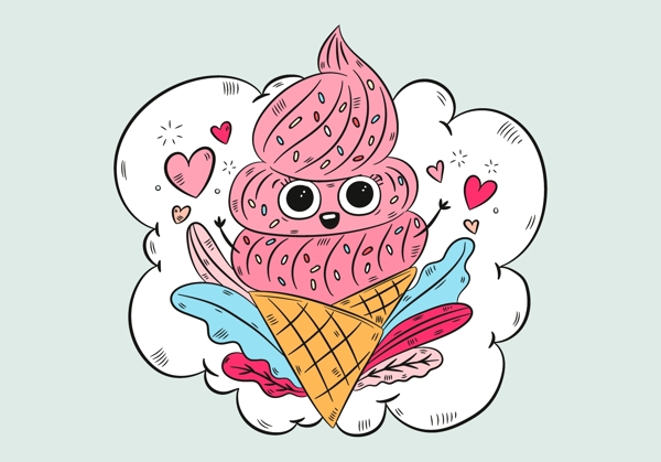 卡通冰淇凌插畫