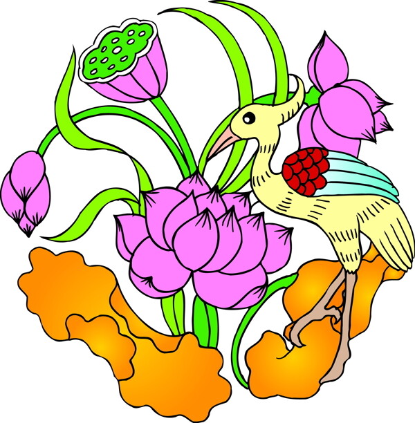鳥(niǎo)獸吉祥插圖裝飾
