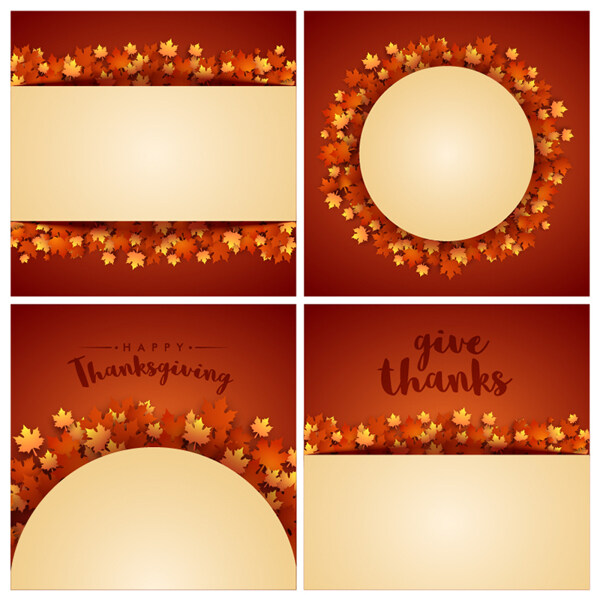 用装饰树叶收集感恩节的相框
