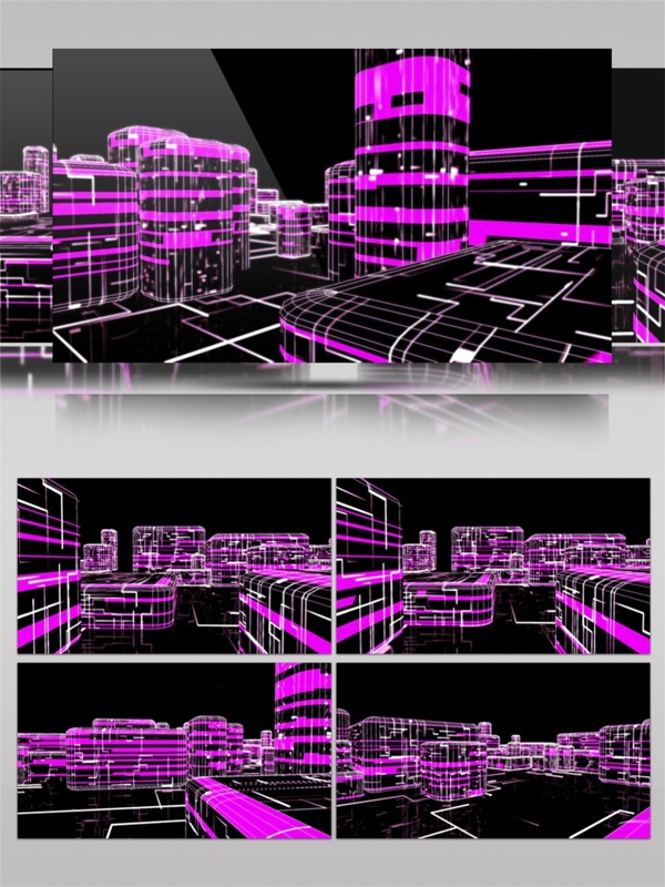 紫色光束城市动态视频素材
