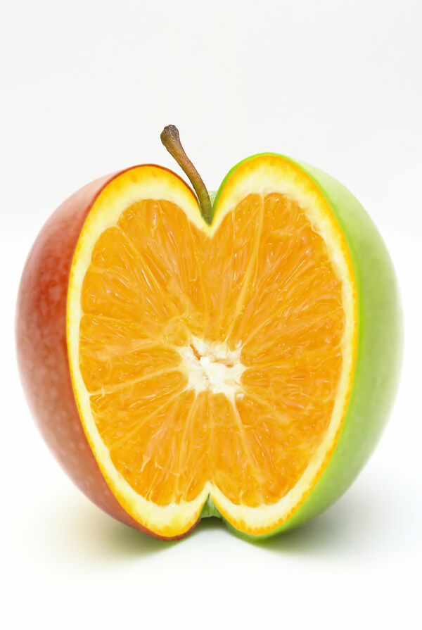 苹果橙子结合的冰块