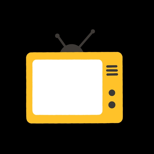 黄色老旧电视机矢量图