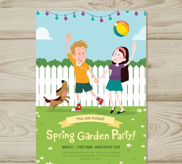 儿童花园派对传单图片