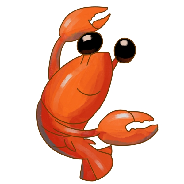 红色的动物龙虾插画