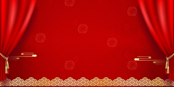 中国风红色幕布背景设计