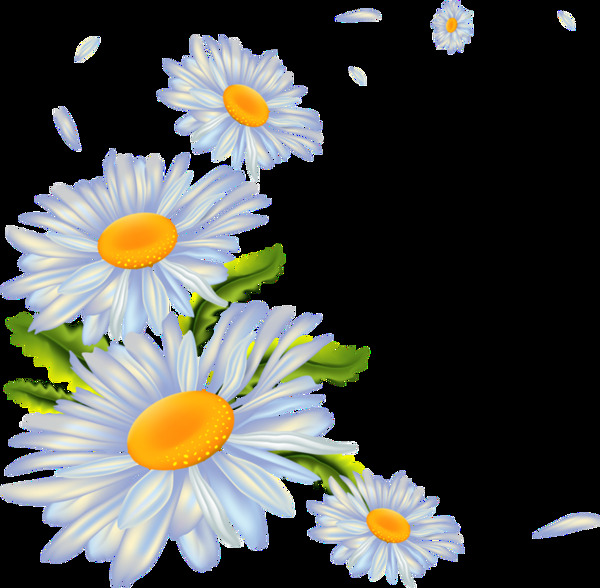 清新蓝色手绘菊花装饰元素