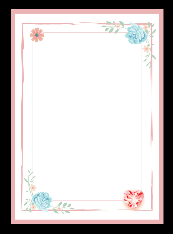 三八妇女节可爱浅粉色多层边框可爱小花矢量边框