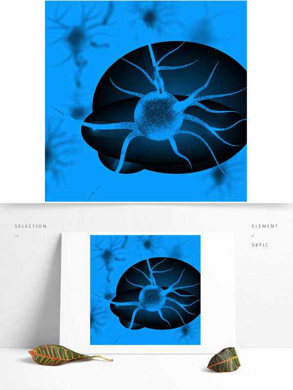 蓝色病毒神经脑力科技矢量背景