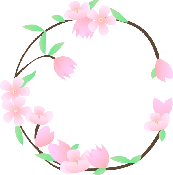 粉花邊框裝飾插畫