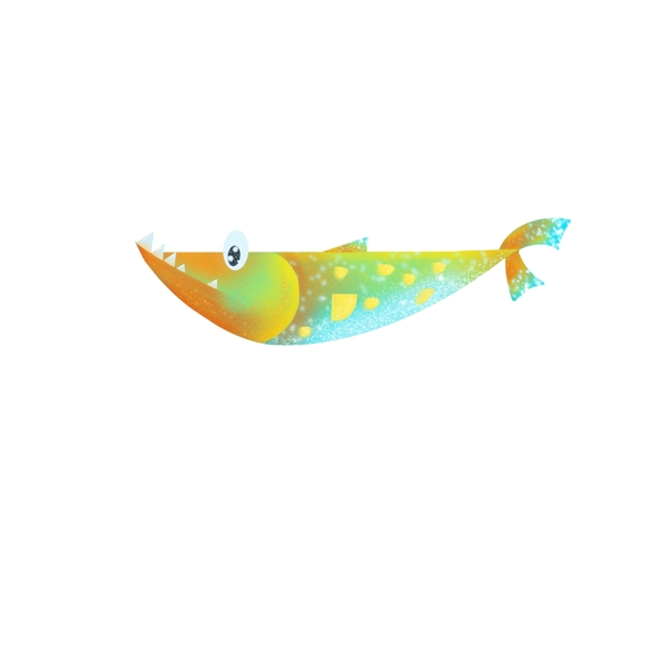 彩色的卡通海底鱼发光鱼元素