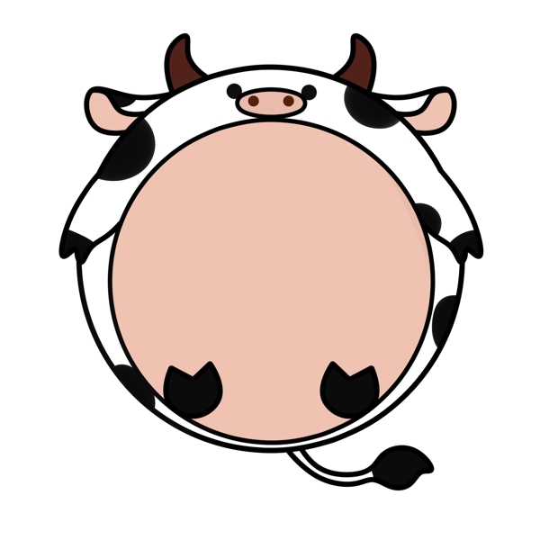 动物卡通边框小牛可爱气泡对话框手账可商用
