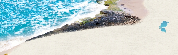 蓝色海洋海滩度假banner背景